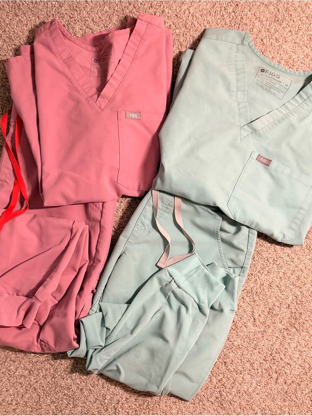 Figs Two-Piece Scrub Sets in Rose and Mint